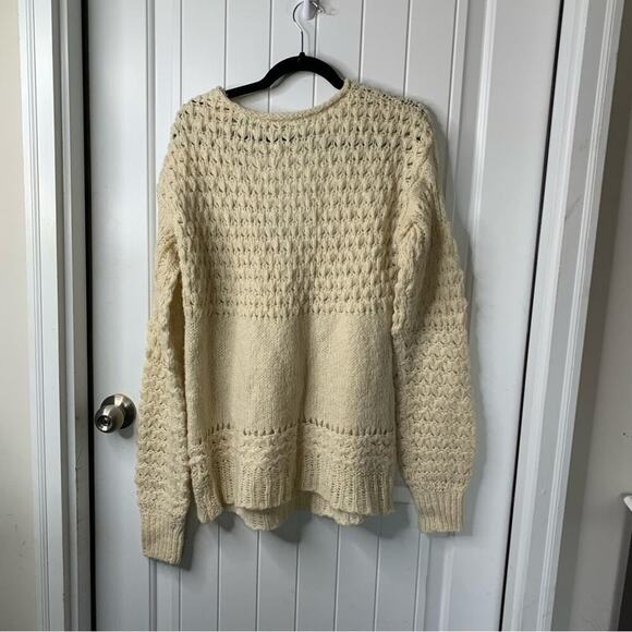 Free People cream wool open knit sweater crashing wave blogger favorite‎ XS - Picture 4 of 7